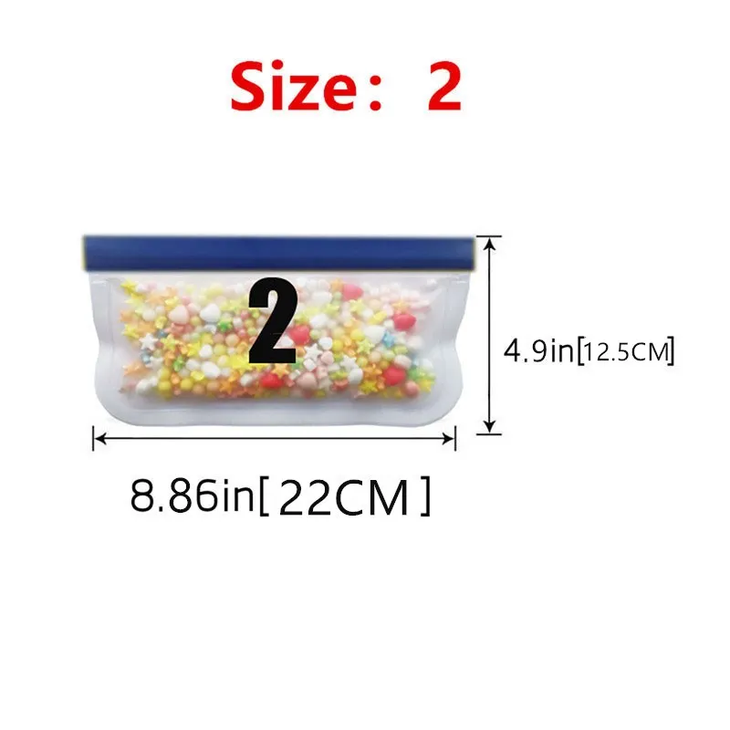 PEVA Silicone Food Storage Bag Reusable Navy Blue  Freezer Bag Leakproof Zip Lock Bags Kitchen Organizer Fresh-keeping Bag