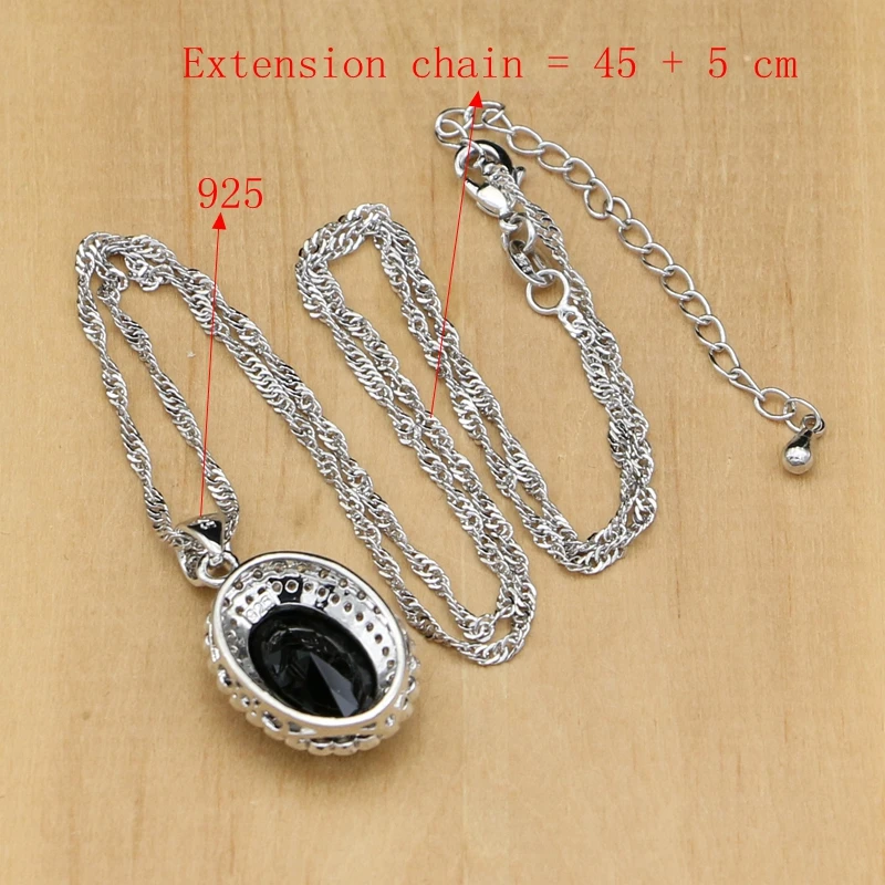 925 Sterling Silver Jewelry Black CZ White Crystal Jewelry Sets For Women Charm Earrings With Stone Rings/Bracelet/Necklace Set