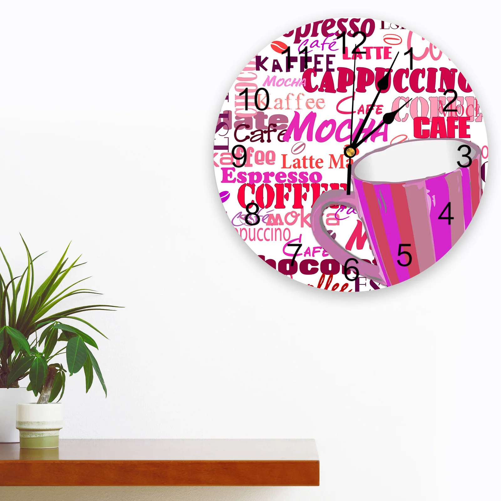 Coffee Cup Coffee Type Wall Clock Home Decor Bedroom Silent Oclock Watch Wall Digital Clock Wall Clock Modern Design