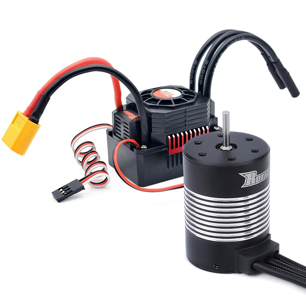 Rocket 3650 Waterproof Brushless Sensorless Motor 7700KV with 80A Brushless ESC Combo Set for 1/10 Tamiya RC Car