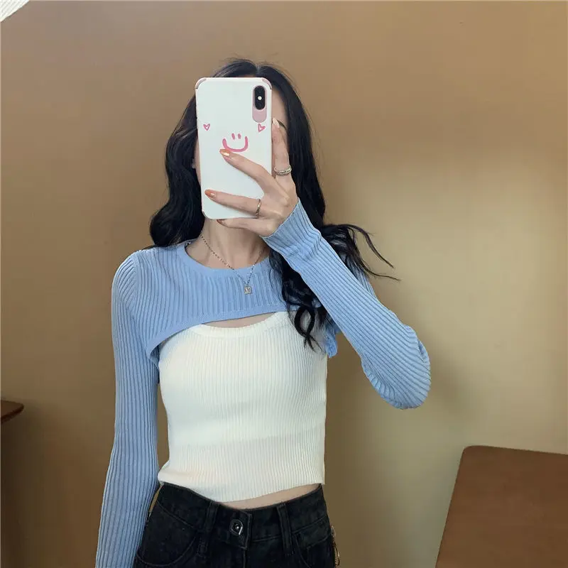 New Autumn Women Solid Sweater O-Neck Cropped Sweater Pullover Crop Top Super Cropped Sweaters Shirts For Female