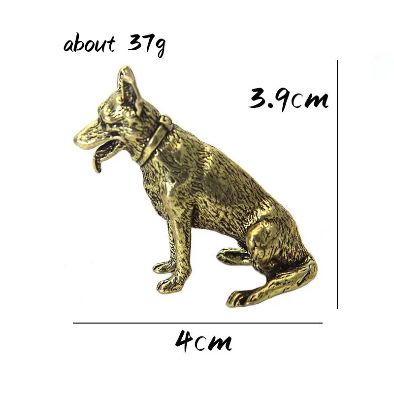 Vintage Copper Lucky Dog Miniatures Figurines Desktop Small Ornaments Chinese Classical Brass Animal Tea Pets Home Decorations