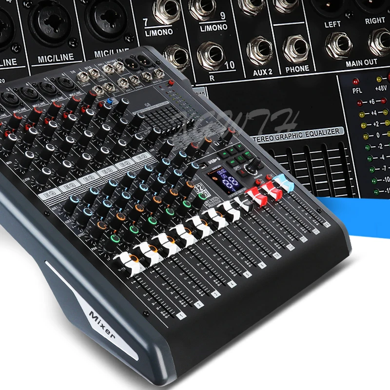 Mixer a 10 canali Console di missaggio da Studio con + 48V Phantom Power Bluetooth USB 99 DSP effetti digitali Mixer Audio digitale DJ