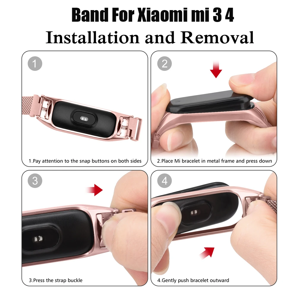 Luxury Metal Strap For Xiaomi Mi Band 6 5 3 4 Wristband Watchband Replacement Magnetic Strap For Xiaomi Mi Band 3 4 Miband 5 6