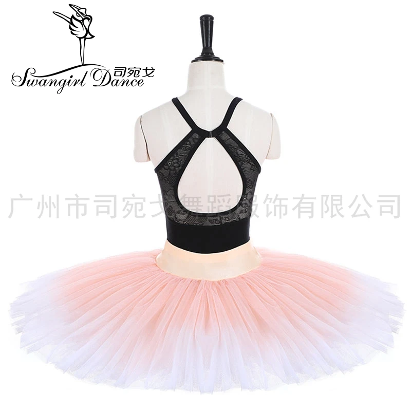 New Peach Pink Adult Professional Gradient Half Ballet Tutus Pancake Tutu Firm Tulle Practice Tutu Skirts Kid Platter BT4012