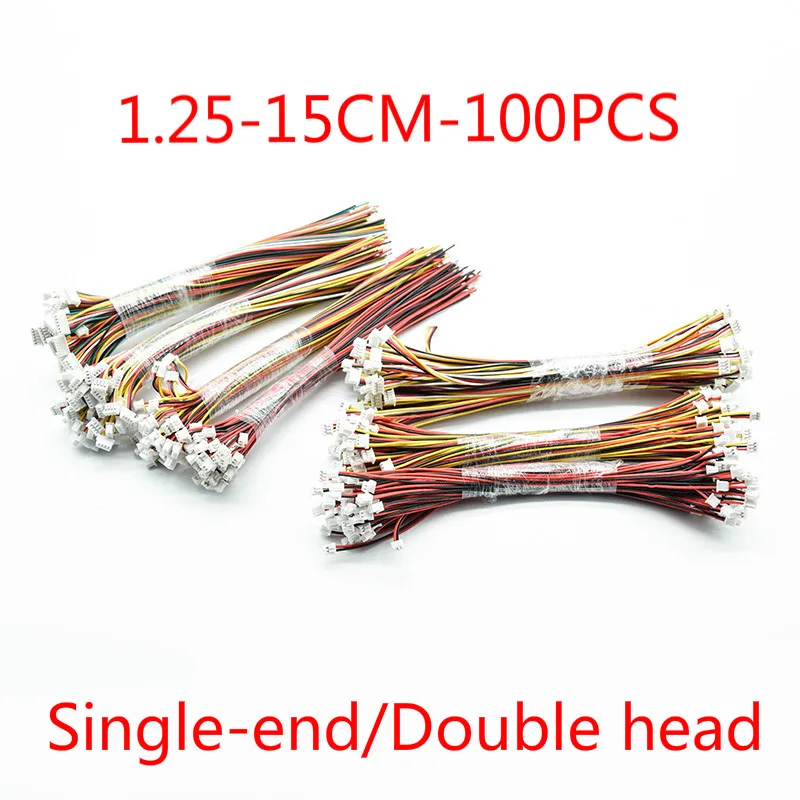 100pcs Mini Micro JST 1.25mm 2/3/4/5/6/7/8/9/10Pin Single Head/Double  Head  Plug with 15cm Electronic Wire Connectors