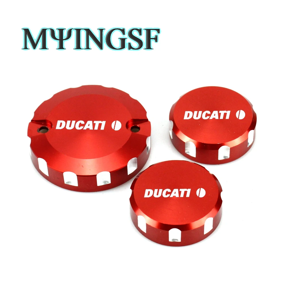 

For DUCATI Monster 1100/S/EVO Front Brake Clutch Rear Brakes Fluid Reservoir Cylinder Cover Oil Cap Tank Cup Red Logo