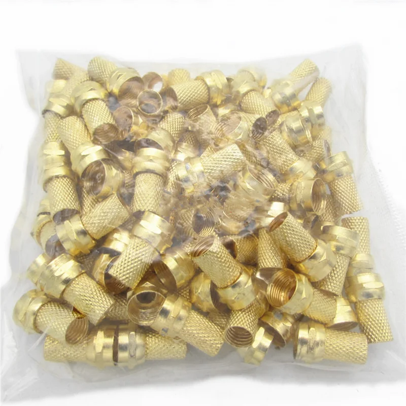 10pcs 75-5 F Connector Screw On Type For RG60 Satellite TV Antenna Coax Cable Twist-on Diameter mm Gilded Imperial