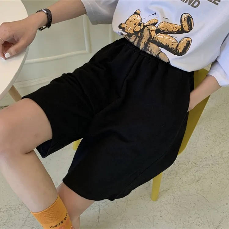 2021 Summer Shorts Women Elasticity Lovely Girls Korean Style Sweet Students Harajuku Loose Simple Oversize Trousers Female Ins