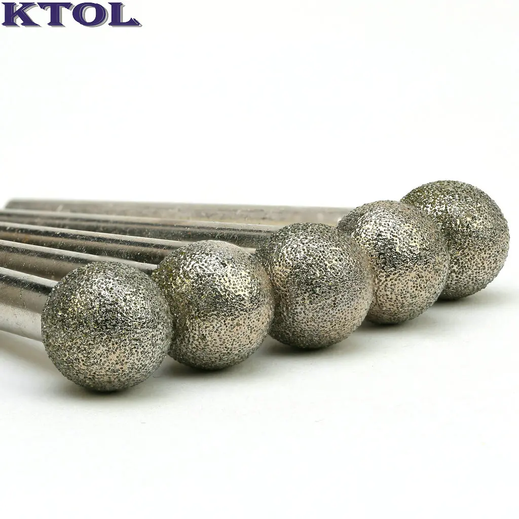 3mm 6mm Round Electroplated Diamond Grinding Burr Dremel Rotary Drill Bits Abrasive Tool Polishing Grind Needle Cutters on Stone