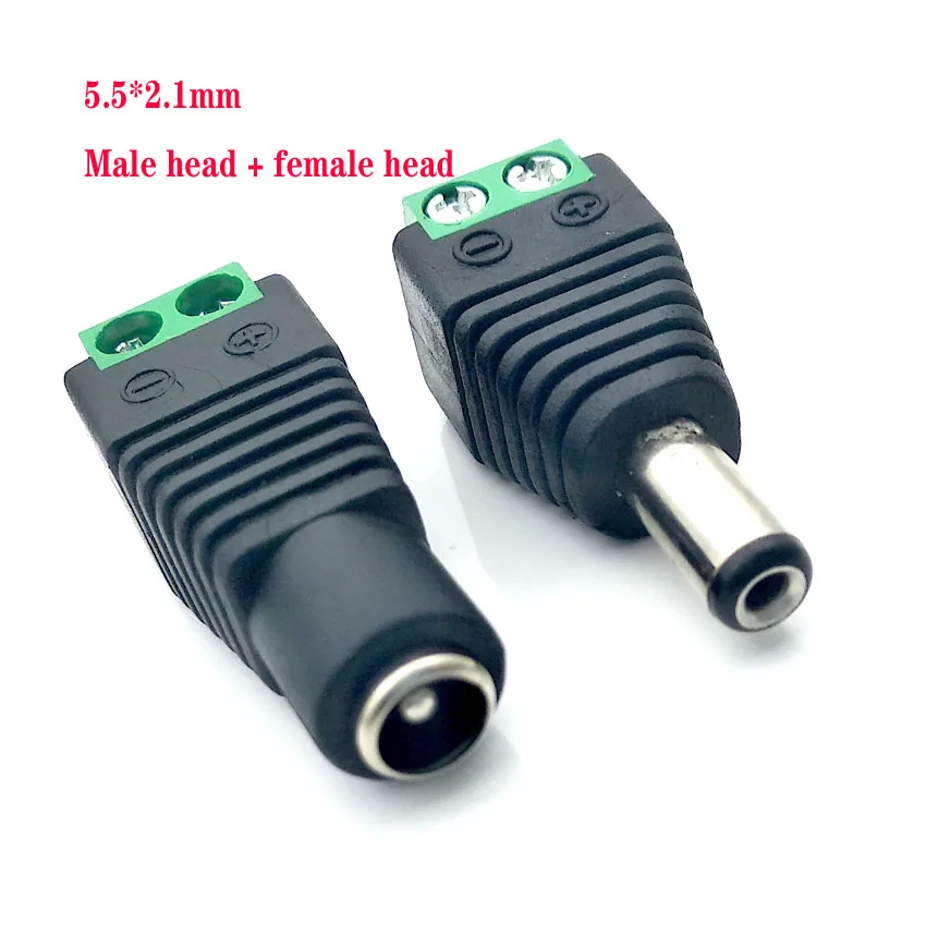 5Pcs Female +5 Pcs Male DC Connector 2.1*5.5mm Power Jack Adapter Plug Cable Connector for 3528/5050/5730 Led Strip Ligh