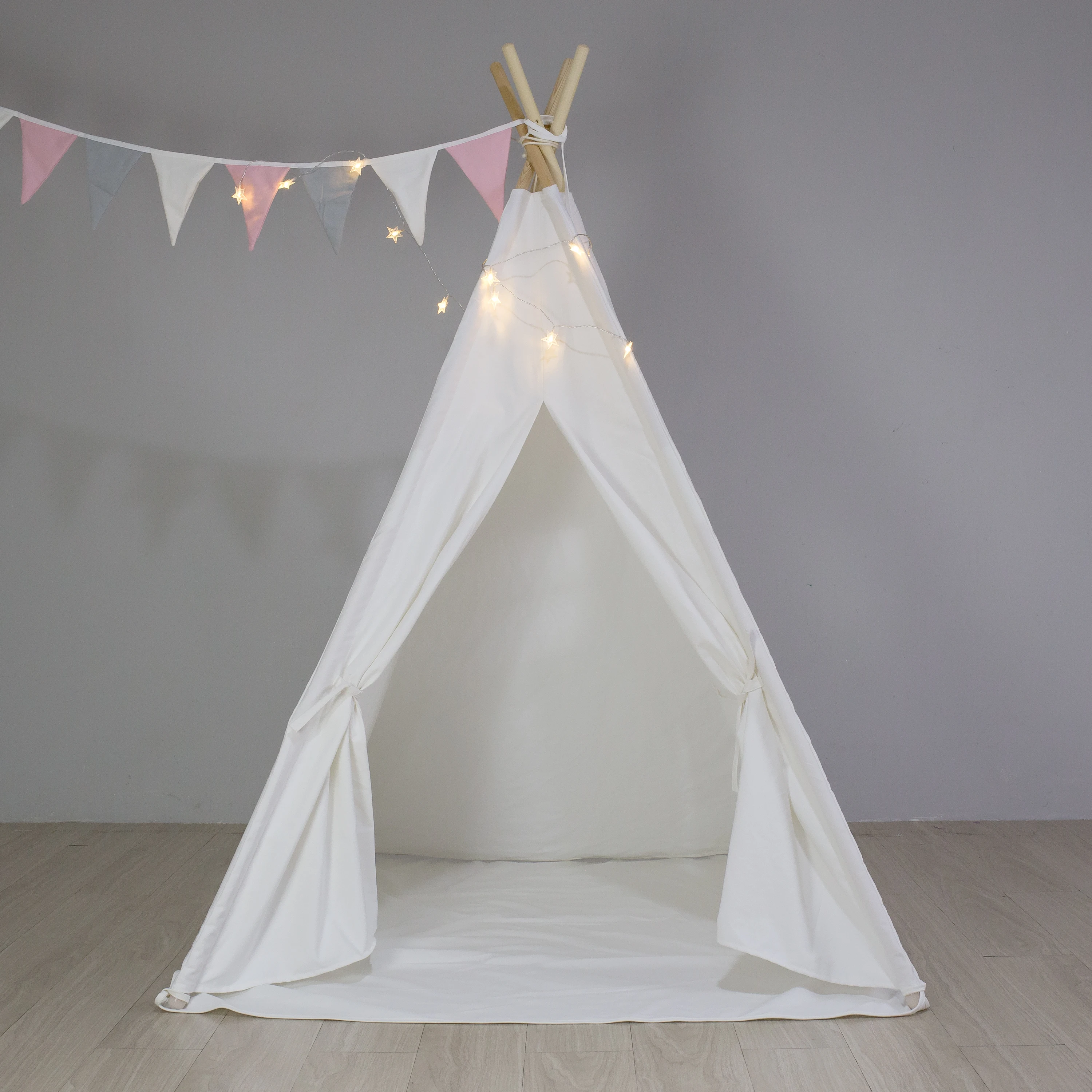 Indian cotton canvas kids play teepee tent camping 4 poles wood rods cloth indoor outdoor