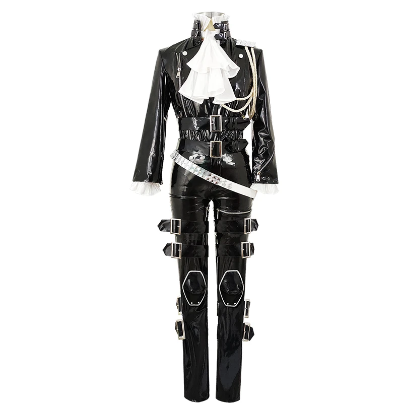 Costume de Cosplay noir pour homme, ensemble complet de perruques, chaussures et boucles d'oreilles