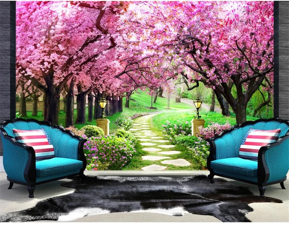 beibehang Customized modern waterproof new cherry tree natural scenery living room bedroom background papel de parede wallpaper