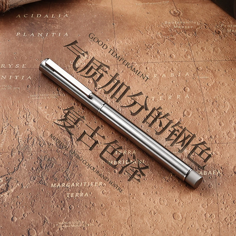 Hongdian 516S Fine Nib Vulpen Rvs Mat Zilver Schrijven Pen