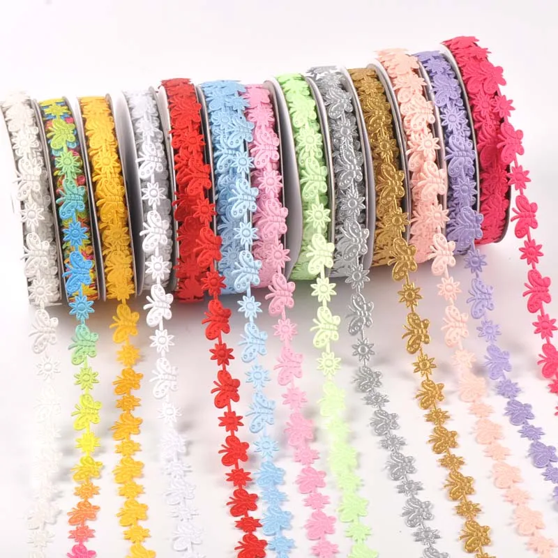 1.4cm Butterfly Lace Ribbon DIY Embroidered Fabric Wedding Decoration Sewing Accessories Flower Ribbon cp2409