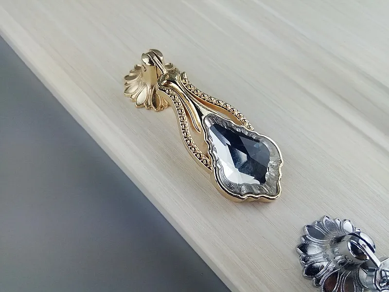Rose Gold Chrome Pendants Crystal Glass Knobs Furniture Drawer Handle Wardrobe Kitchen Cabinets Cupboard Dresser Door Pulls Knob