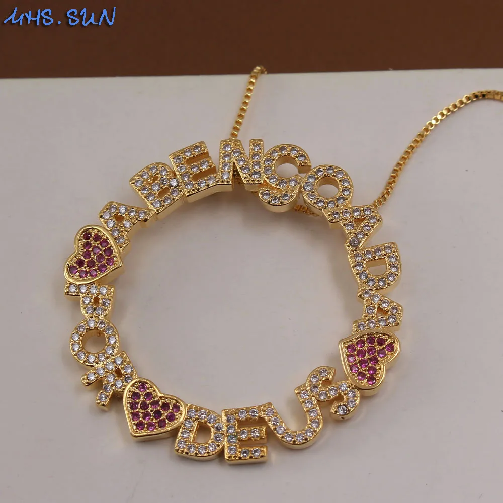 MHS.SUN Luxury Cubic Zircon Love Heart Pendant Necklace Fashion Women Jewelry Charm Chain Choker For Girls Valentine\'s Day