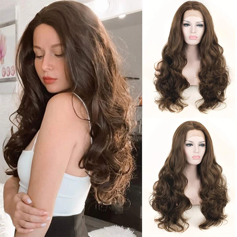 

Blonde Brown Curly Straight Synthetic Lace Front Wig Body Water Wave Black Frontal Wigs Cosplay Lolita Glueless For Black Women