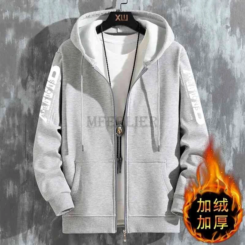 autumn winter men fleece sweatshirt zipper hoodies hooded sports hoody warm large size 8XL 10XL oversize casual loose sweatshirt