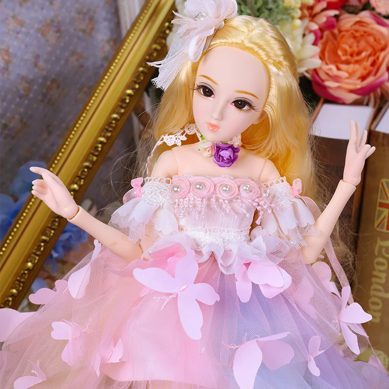 

DBS bjd 1/4 45CM DQ Princess Dolls By Name Winnie include Elegant Dress Wigs Shose Hat Makeup and handset girl gift toy