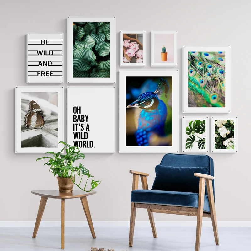 Nordic Poster Vintage Animal Parrot Feather Text Floral Leaves Modern Art Wall Prints Canvas Unframed Farmhouse Decor