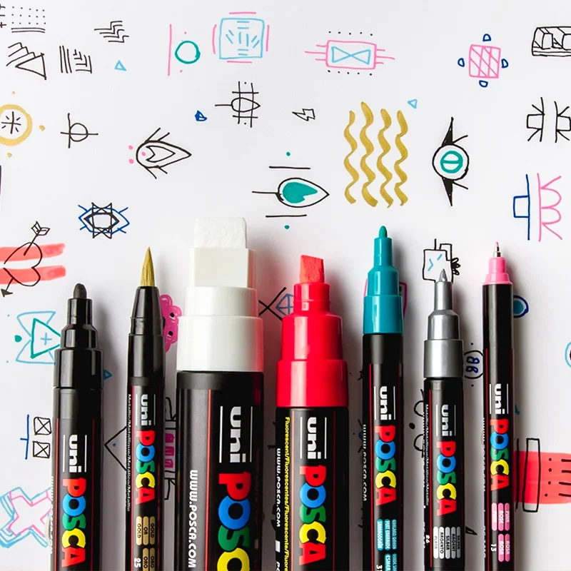 14/17 Colors UNI POSCA Series Marker Combination Painting POP Poster Advertising Pen PC-1M / PC-3M / PC-5M