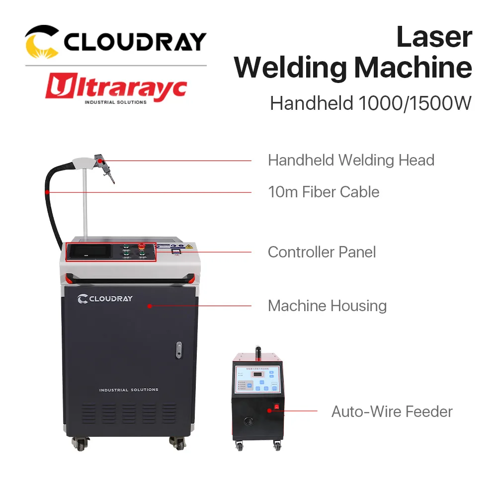 Ultrarayc 1080nm Laser Welding Machine 1000W 1500W Raycus Laser 220V 50Hz + Auto-Wire Feeder for Metal Butt Spot Weling