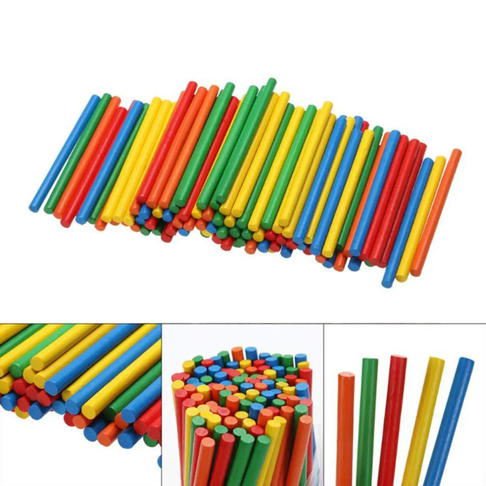 100pcs Colorful Bamboo Counting Sticks Mathematics Montessori Teaching Aids Counting Rod Kids Preschool Math Learning Toy