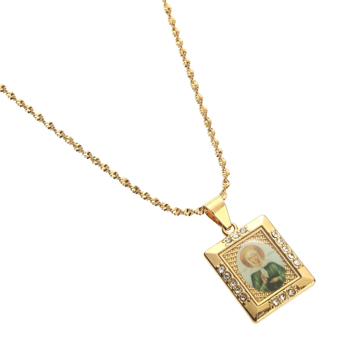 Saint Matrona the Blind of Moscow Necklaces St. Innocent Orthodox Church & Orthodox Pope Cross Pendant Jewelry Russia