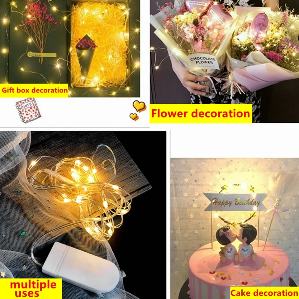 Impermeabile Luce Fata CR2032 Alimentato A Batteria HA CONDOTTO il Mini Luce Di Natale Luce della Stringa del Filo di Rame Per La Cerimonia Nuziale