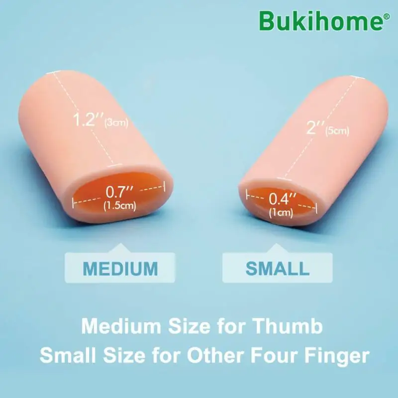 Bukihome-손가락 보호대, 2.3x6.7cm, 침대 슬리브 튜브, 엄지 커버, 옥수수 물집, 갈라진 통증 완화, D2740, 12 개