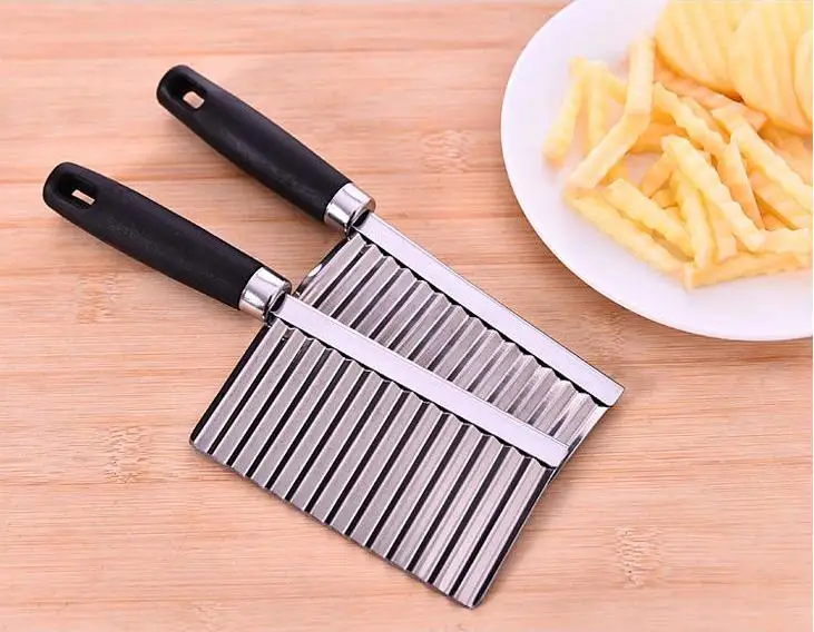 500pcs Potato Wavy Edged Knife Stainless Steel Kitchen Gadget Potaton Cutters Vegetable Fruit Cutting Peeler Cooking Tool SN2938