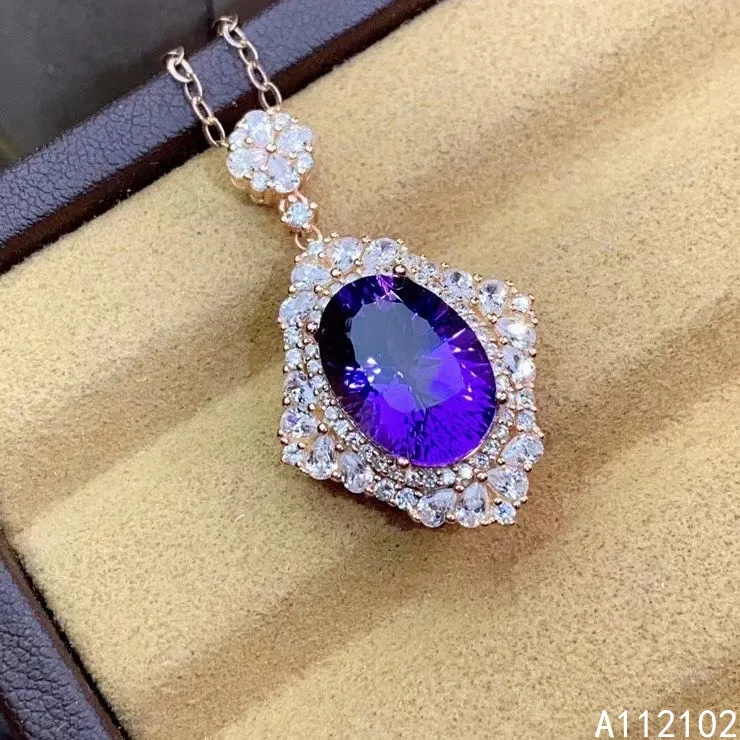

KJJEAXCMY fine jewelry 925 Sterling Silver inlaid Amethyst Girl's pendant Necklace Halloween Wedding Engagement Anniversary Gift