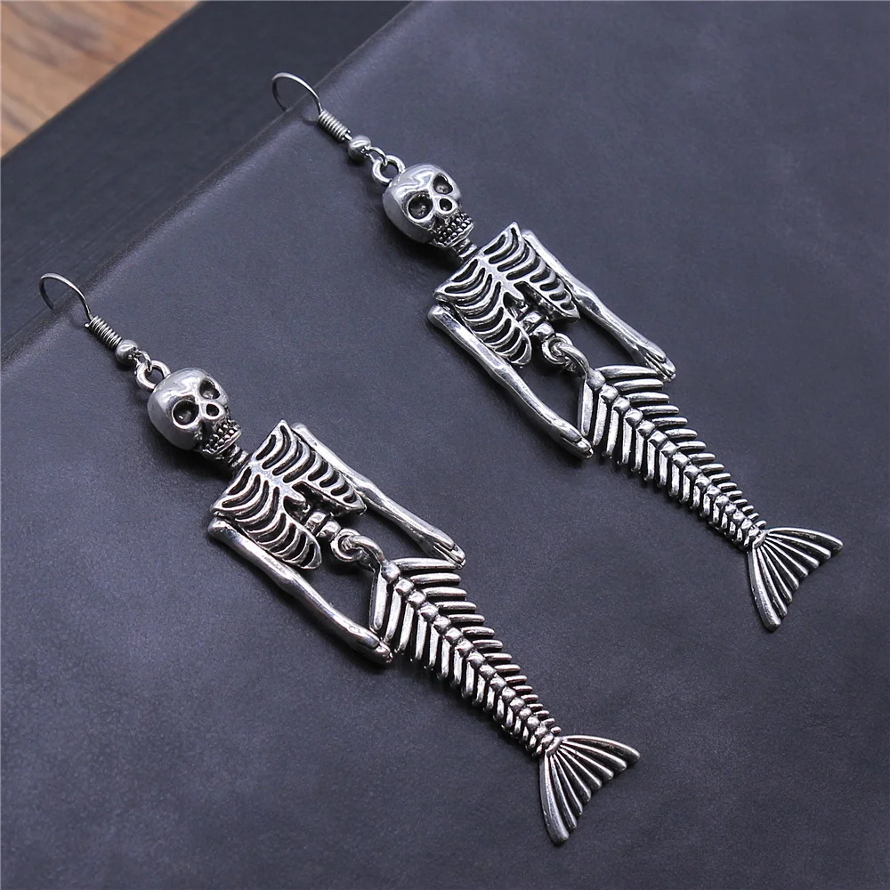 Hot Fashion Skeleton Skull Earrings Jewelry Wholesale Vintage Punk Earrings For Women Halloween Dangle Earrings Gift