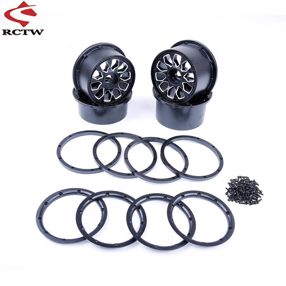 Metal Wheel Hubs with Beadlocks Ring Set for 1/5 Hpi Rofun Rovan Km Mcd Baja 5B SS 5T Truck Rc Car Toys Parts