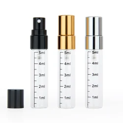50pcs/Lot 5ml Fine Mist Spray Bottle Portable Calibration Glass Refillable Perfume Bottles Sample Sprayer Empty Bottle