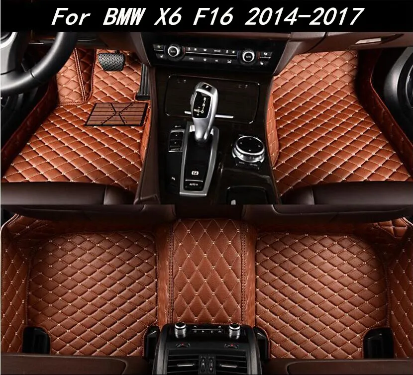 Car 3D Luxury Leather Car Floor Mats Fits For BMW X6 F16 2014 2015 2016 2017 EMS Free shipping