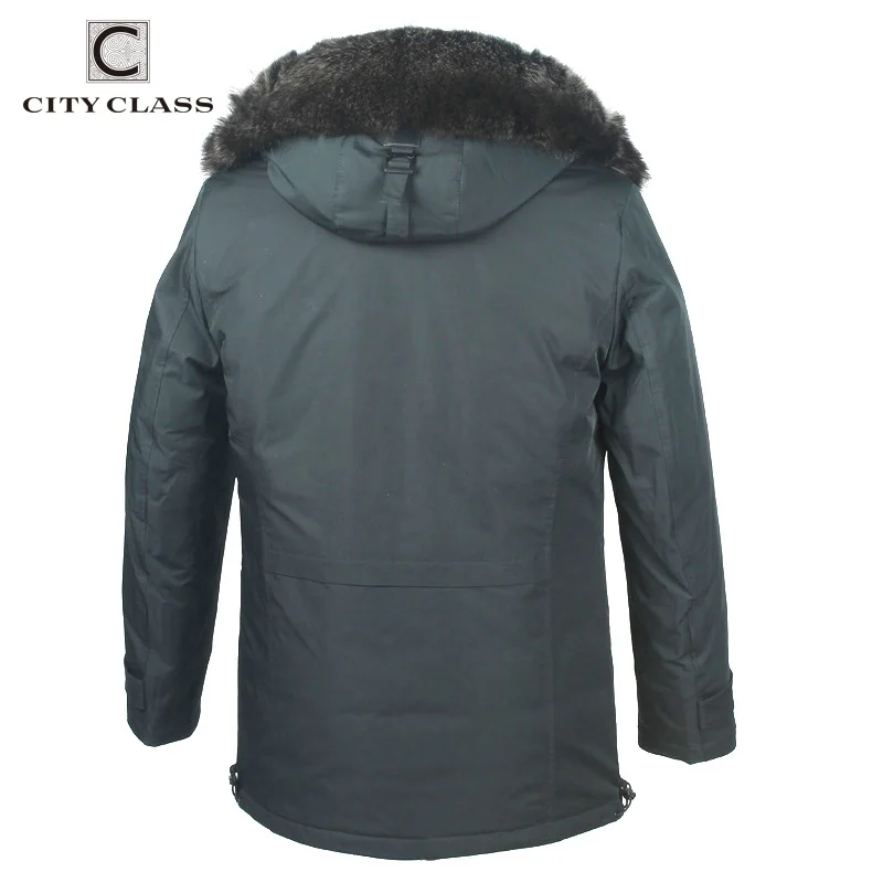 CITY CLASS Winter Business Men Long Parkas Jacket Coat Raccoon Fur Thick Super Warm Camel Hair Fashion Casual New Tops for Male