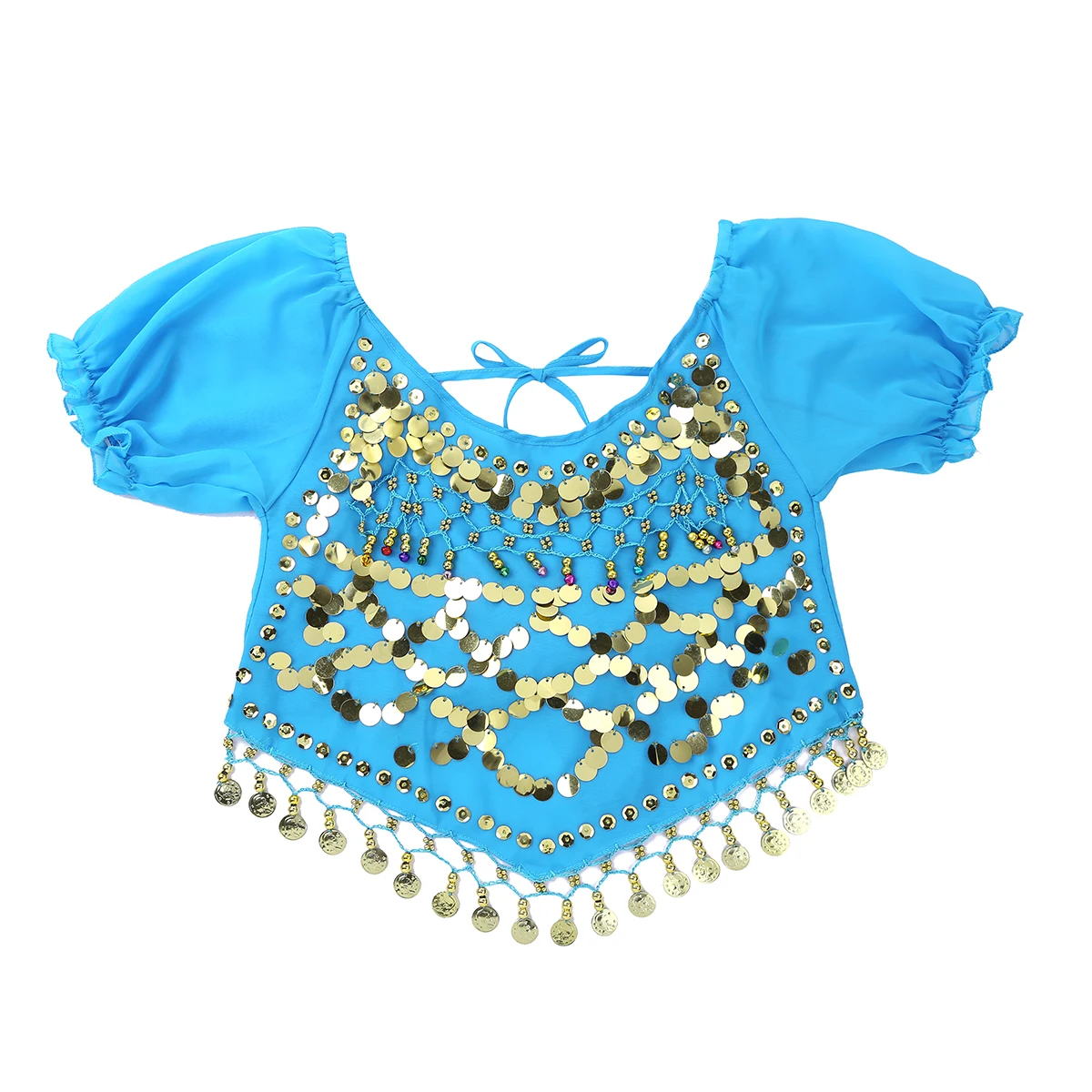 女性ベリーダンス衣装ショートパフスリーブスパンコールクロップトップスとハーレムパンツヒップスカーフヘッドスカーフハロウィンインドダンス衣装