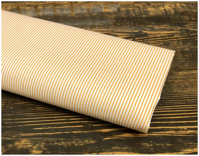 Imitation Linen Pure Cotton Cotton Stripes Orange White Stripes 1 Millimeter Toothpick Striped Shirt Clothing Fabric Cloth/1M