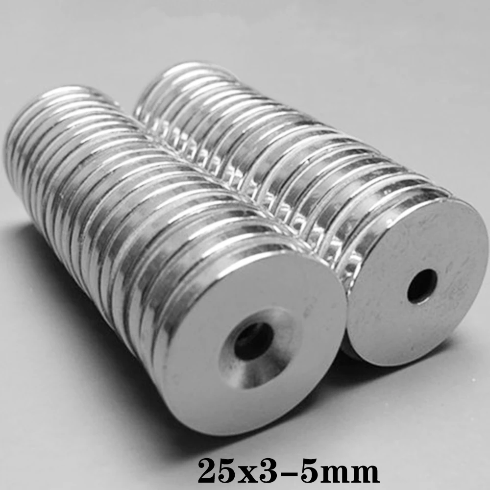 2~50PCS 25x3-5 mm Super Powerful Magnetic Magnets 25*3 mm Hole 5mm Permanent Neodymium Magnet 25x3-5mm Small Round 25*3-5 25x3