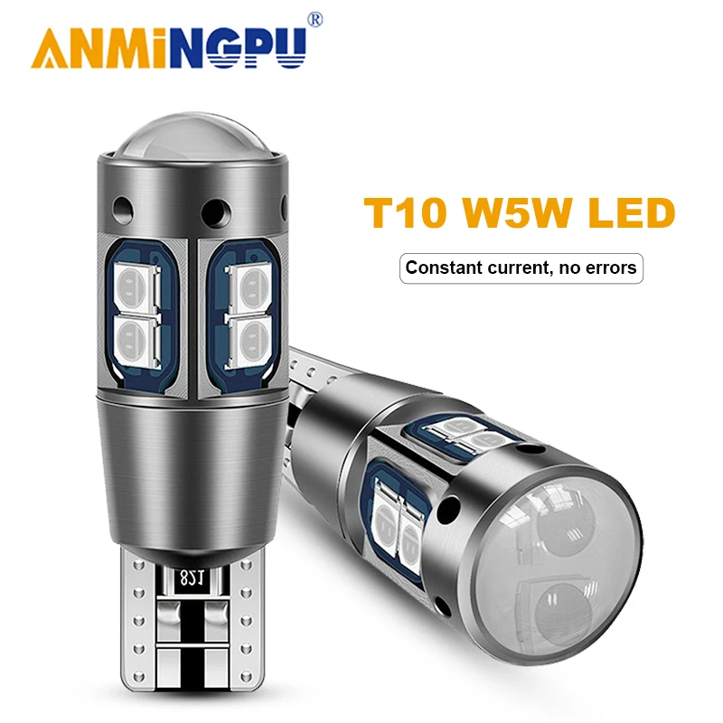 

AMNINGPU 2x Signal Lamp LED T10 W5W 194 Canbus 10SMD 3030Chips W5W Led Bulbs Auto Car Wedge Light Reading Light Dome Light 12V