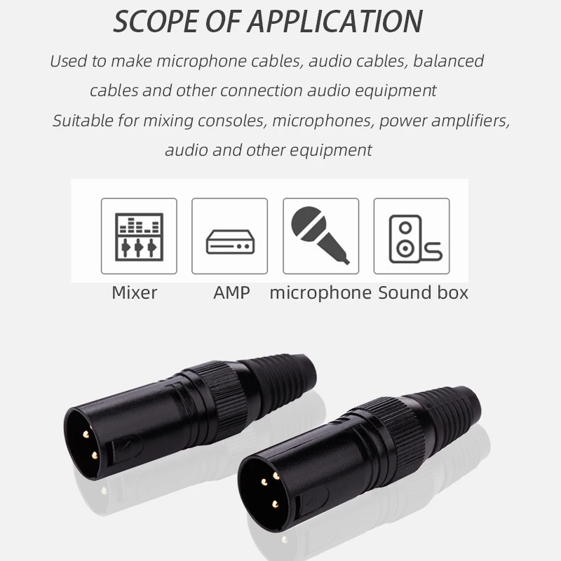 Yyaudio 10 peças macho e fêmea 3 pinos xlr microfone áudio fibra de carbono conectores xlr de áudio de alta qualidade alto-falantes aux jack soquete