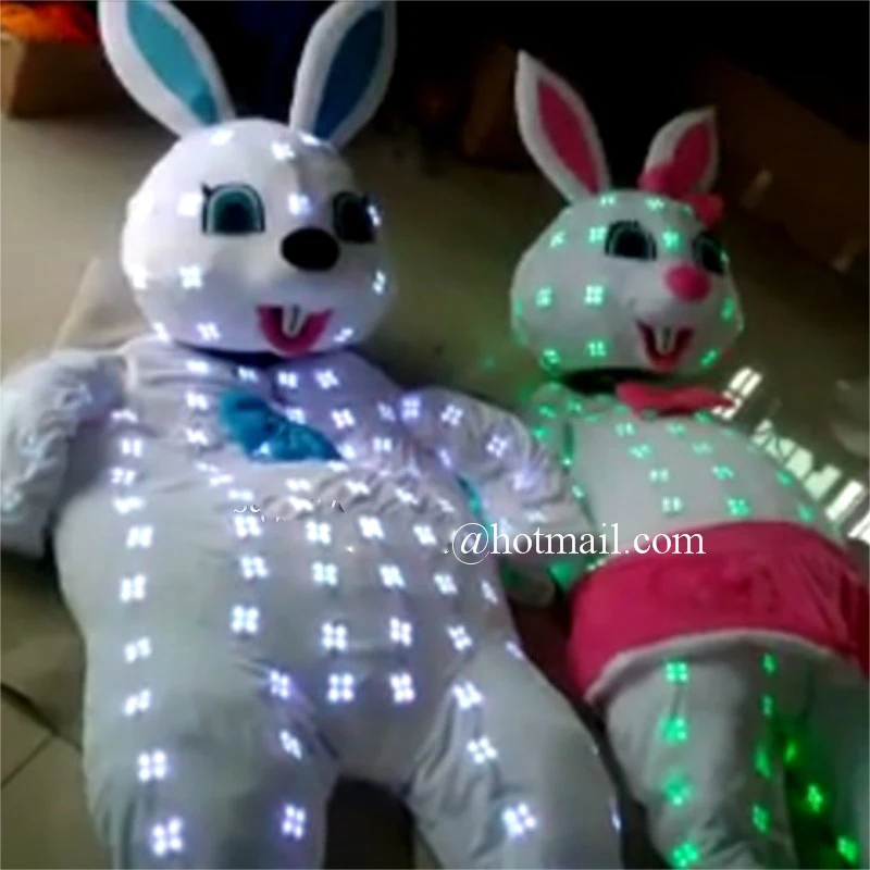 

Stage Christmas Clothes Led Luminous Rabbit Big Head Doll Led Colorful Flashing Glowing Ballroom Costumes