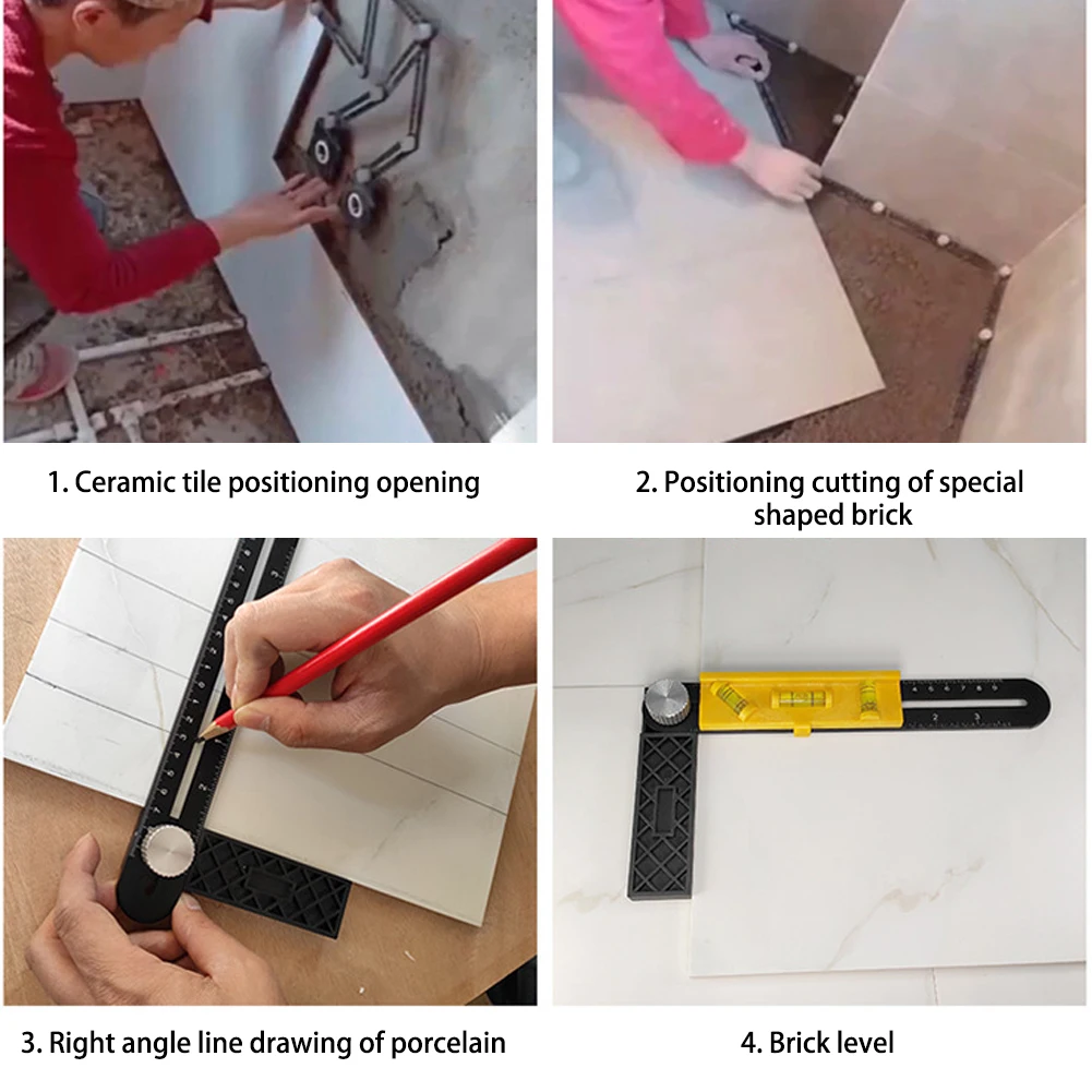 6/12 Folding Ruler Tile Hole Locator Adjustable Tool Masonry Glass Fixed Angle Measuring Ruler Universal Angular Template Tools