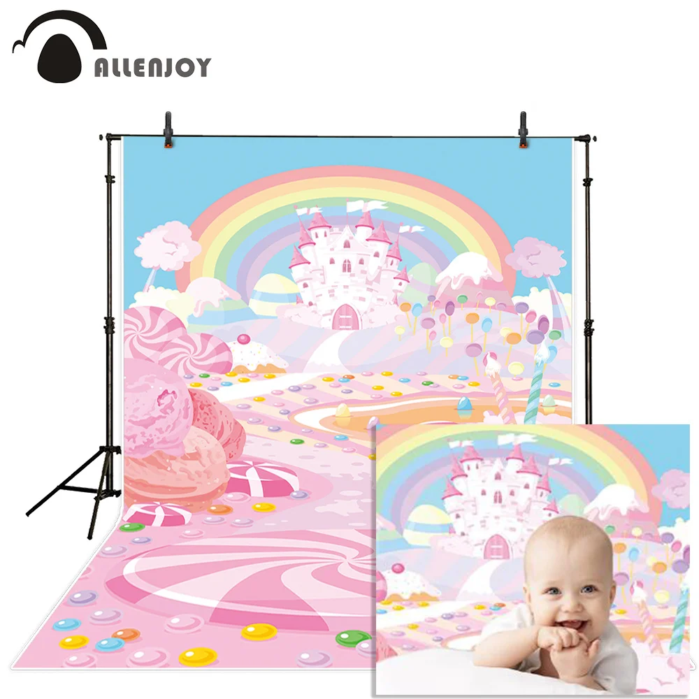 Allenjoy фон для фотографии фотосессия розовый карамельный замок детский Радужный фон для фотосъемки фотостудия Фотофон винил