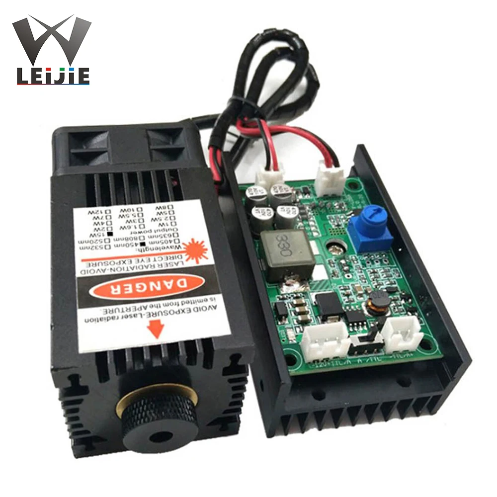 445nm 450nm 80W/10W/15W Blue High Power Focusable Engraving Cutting Laser Module TTL/PWM Signal Switching Frequency Modulation