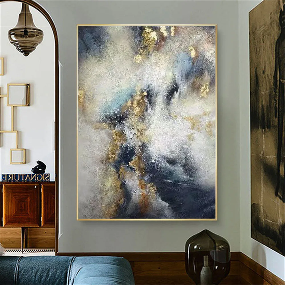 

Modern Abstract Oil Painting High Quality Hand Painted Wall Art Canvas Paintings Gold Pictures For Living Room Hotel Wall Decor