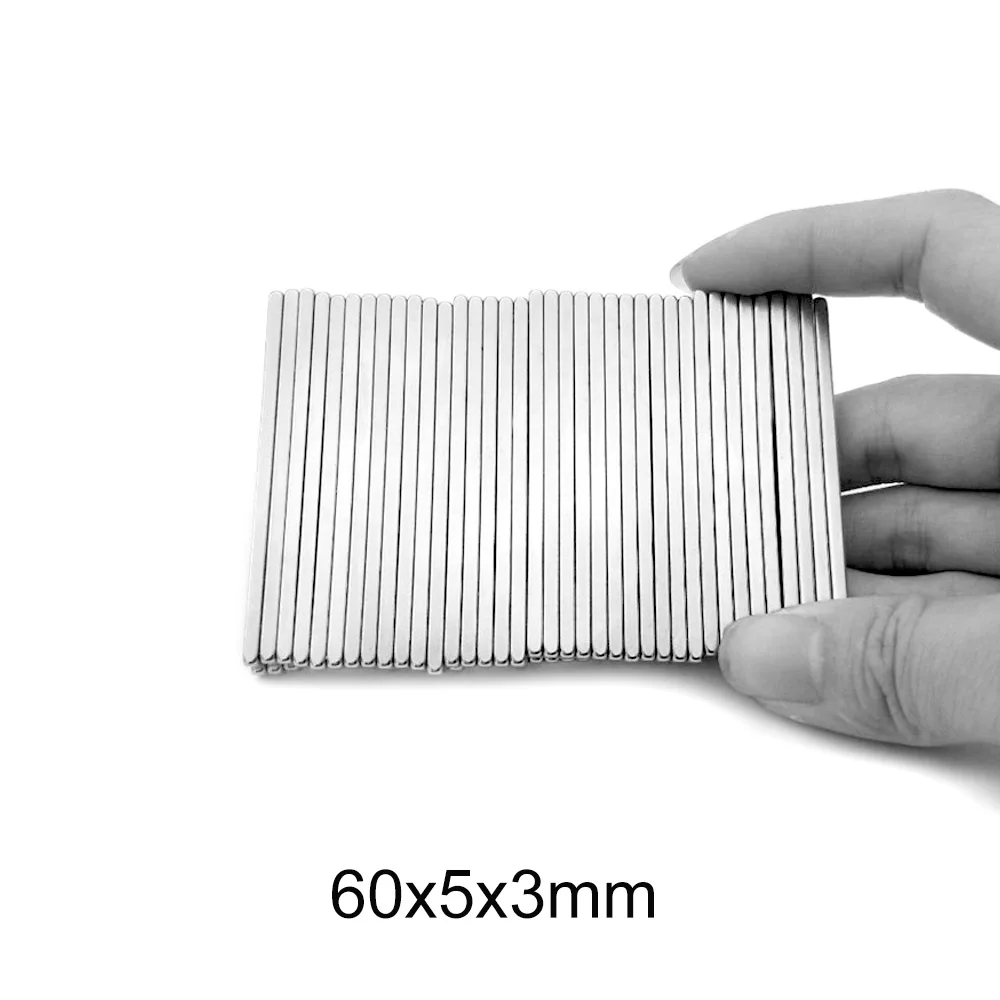 2~50PCS 60x5x3 Strong Block Neodymium Magnet 60mm x 5mm Magnetizing Permanent Magnet 60x5x3mm strong powerful Magnet 60*5*3 mm